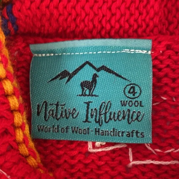 Native Wool Animal Patch Work Sweater Zip up Kids size 4